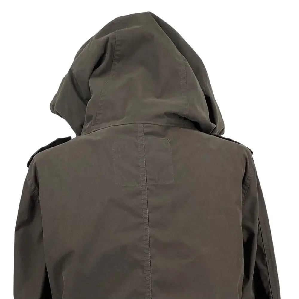 RW Co Longline Duck Canvas Chore Utility‎ Jacket S Green No Lining Drawstring